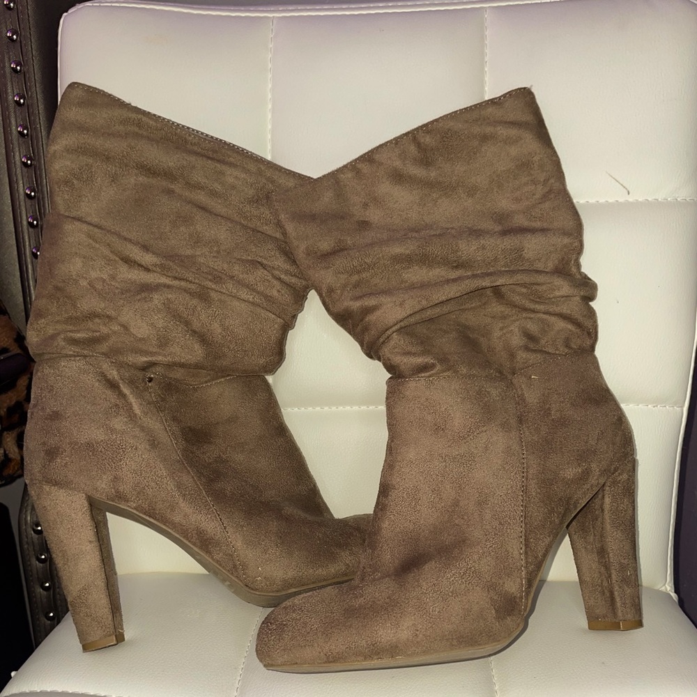 Brown high heel boots
